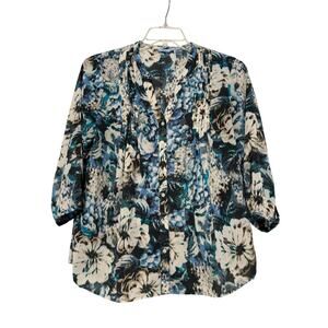Izod Floral Printed Blouse/Tunic, Size M